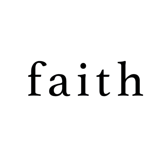 Faith — minimal one-word semi-permanent tattoo in clean serif typography, 2×2 inch, for wrist or collarbone