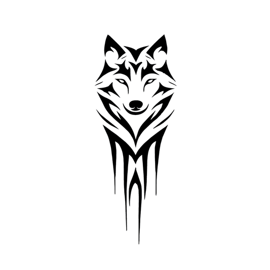 The Warlord — wolf/tribal warrior face with horn details semi permanent tattoo, 3×3 inch, for forearm or calf