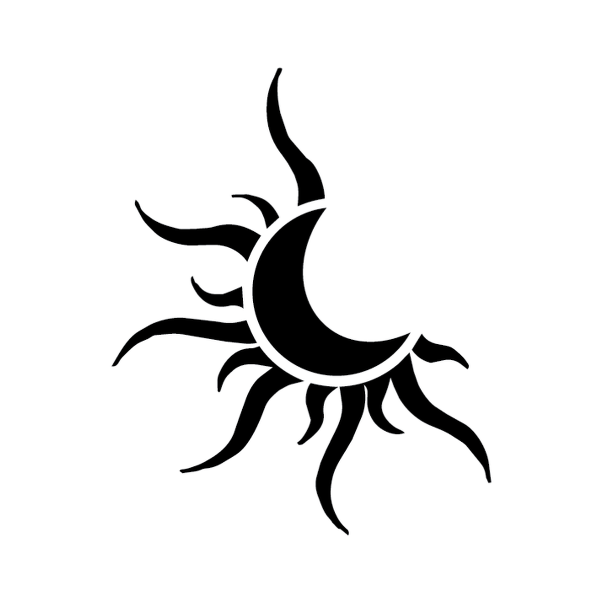 Solstice — sun with rays in radial composition — solstice geometry semi permanent tattoo, 3×3 inch, for inner forearm or collarbone