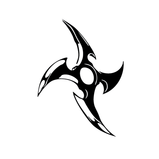 Shuriken — four-bladed shuriken throwing star semi permanent tattoo, 3×3 inch, for forearm or calf