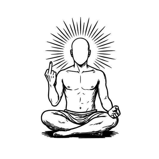 Zen AF — ironic Gen Z Buddha — meditation pose with sarcastic energy semi permanent tattoo, 4×4 inch, for back or chest