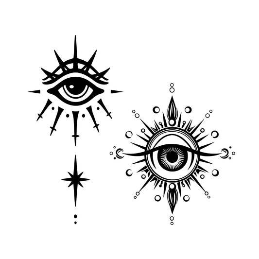 I See You — all-seeing eye in a pyramid with rays — sold as a pair semi permanent tattoo, 2×2 inch, for inner forearm or wrist