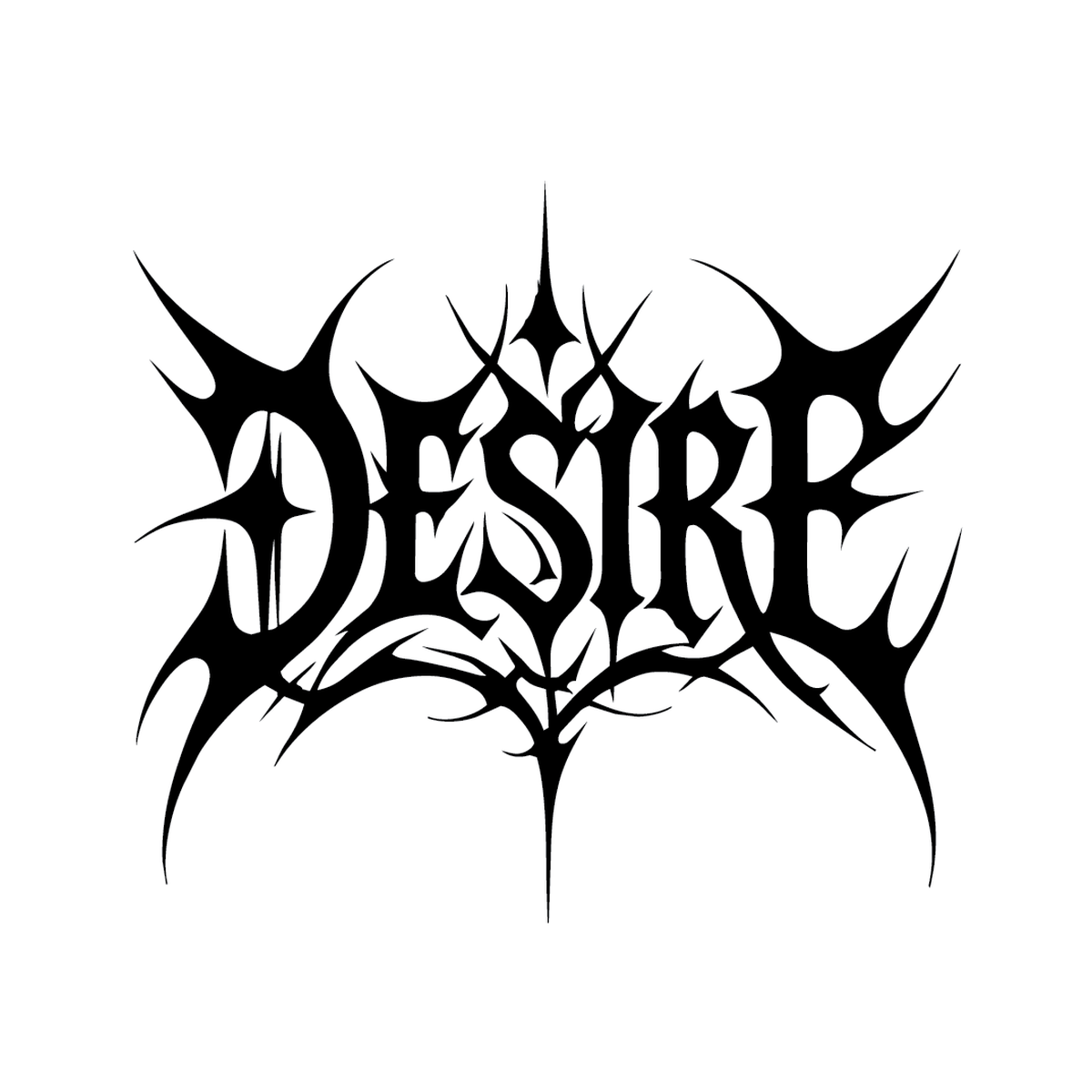 Desire — "DESIRE" Blackletter text semi permanent tattoo, 3×1.5 inch, for inner forearm or spine