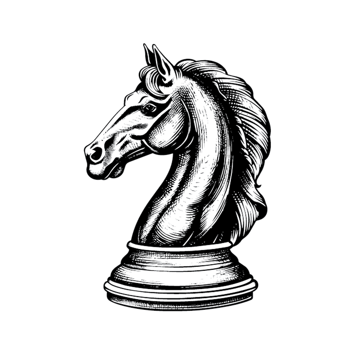 Knight — chess knight piece semi permanent tattoo, 2×2 inch, for inner forearm or wrist