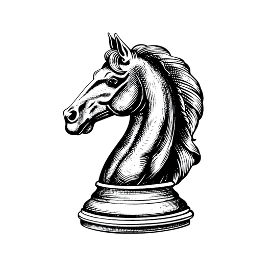 Knight — chess knight piece semi permanent tattoo, 2×2 inch, for inner forearm or wrist