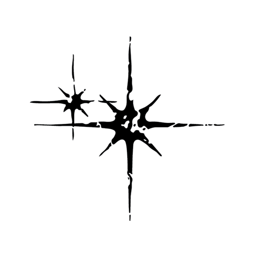 Retro Starbursts — Y2K retro starburst cluster — 90s/early-2000s graphic aesthetic semi permanent tattoo, 2×2 inch, for inner forearm or wrist