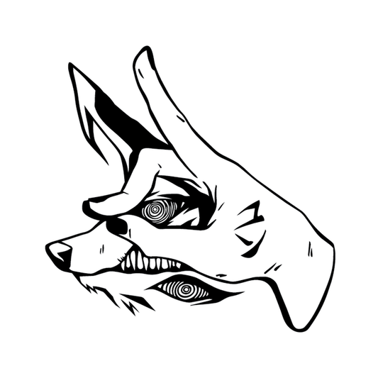 Kon — Kon hand-shadow fox sign from Chainsaw Man — Aki Hayakawa fox-devil semi permanent tattoo, 3×3 inch, for forearm or calf