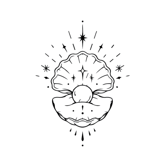 Pearl — compass with star center — true north navigation semi permanent tattoo, 3×3 inch, for inner forearm or calf
