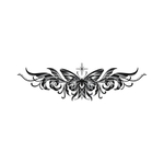 Noir Butterfly Bloom — snake wrapped around dagger semi permanent tattoo, 3×1.5 inch, for inner forearm or spine