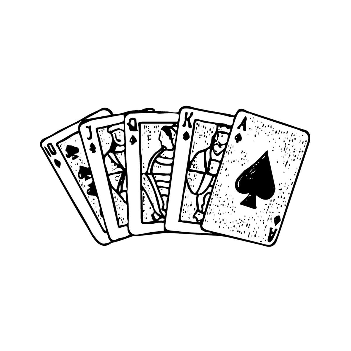 Royal Flush — playing cards royal flush poker semi permanent tattoo, 3×3 inch, for forearm or calf