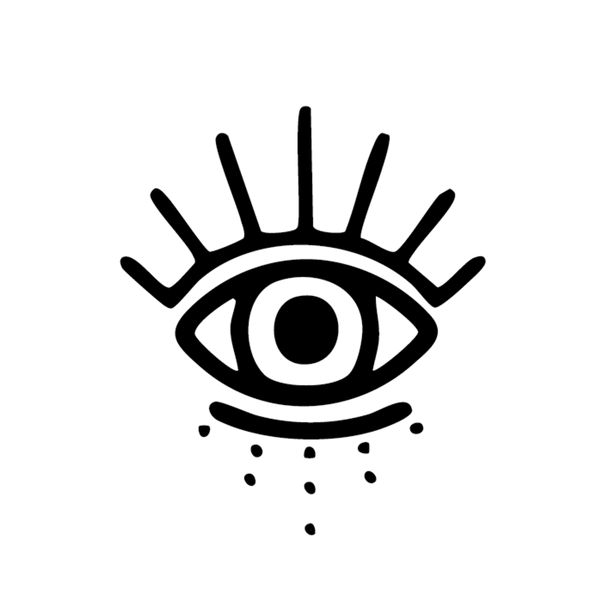 Open Eye — single open eye in clean line work semi permanent tattoo, 2×2 inch, for inner forearm or wrist