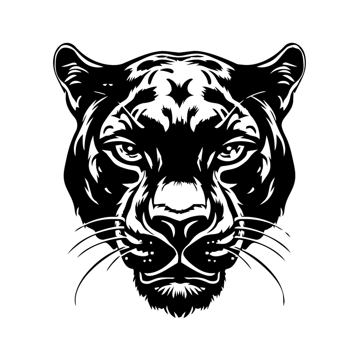Jaguar — detailed Bengal tiger face — dotwork blackwork semi permanent tattoo, 3×3 inch, for forearm or calf