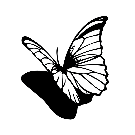 Shadow Monarch — butterfly with cast shadow (replaces catalog 1203) semi permanent tattoo, 3×3 inch, for sternum or shoulder blade