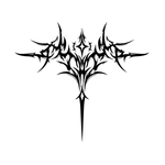 Tribal Wing Crest — cyber-sigilism + bat-winged dagger crest — symmetrical neo-tribal goth aesthetic semi permanent tattoo, 4×4 inch, for chest or back