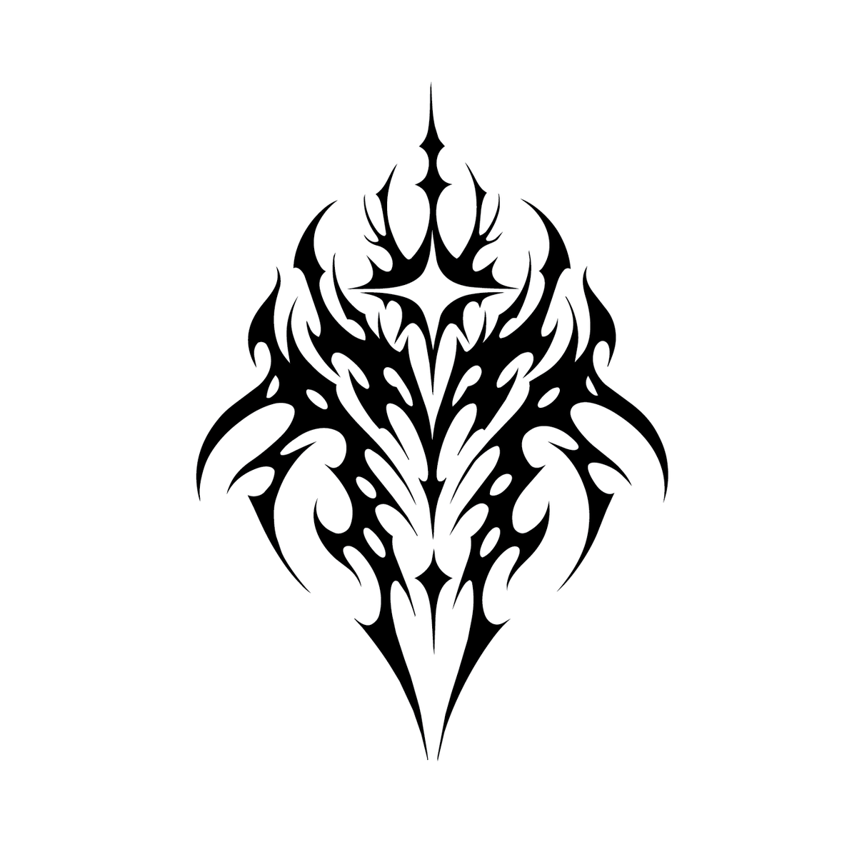 Maori Flame — Maori-style flame ornament — tribal fire pattern semi permanent tattoo, 4×4 inch, for forearm or calf