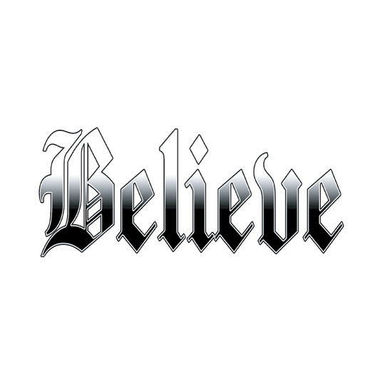 Believe — tribal flame ornament semi permanent tattoo, 3×3 inch, for forearm or calf
