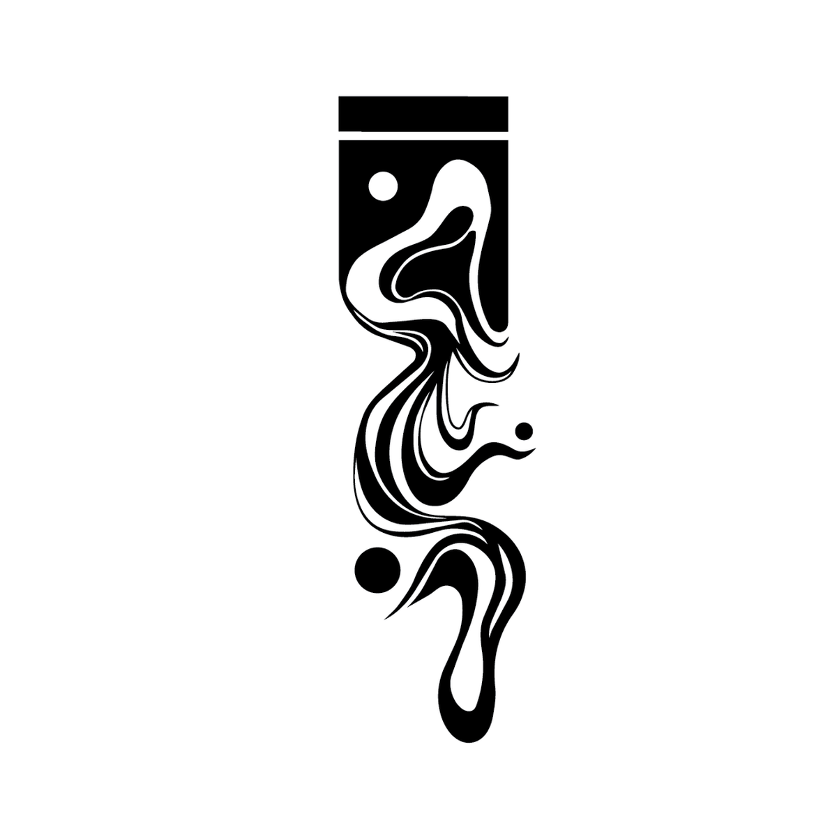 Dark Elemental — dark elemental bird emerging from abstract form semi permanent tattoo, 3×1.5 inch, for inner forearm or spine